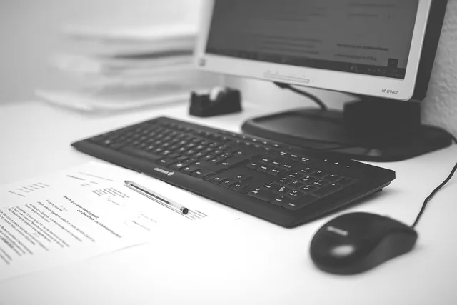 computer, office, workplace, keyboard, mouse, document, monitor, technology, pc, table, datailaufnahme, screen, paper, ballpoint pen, pen, filing, computer, mouse, filing, filing, filing, filing, filing. Researching email software competitors while keeping records, claims and reviews apart